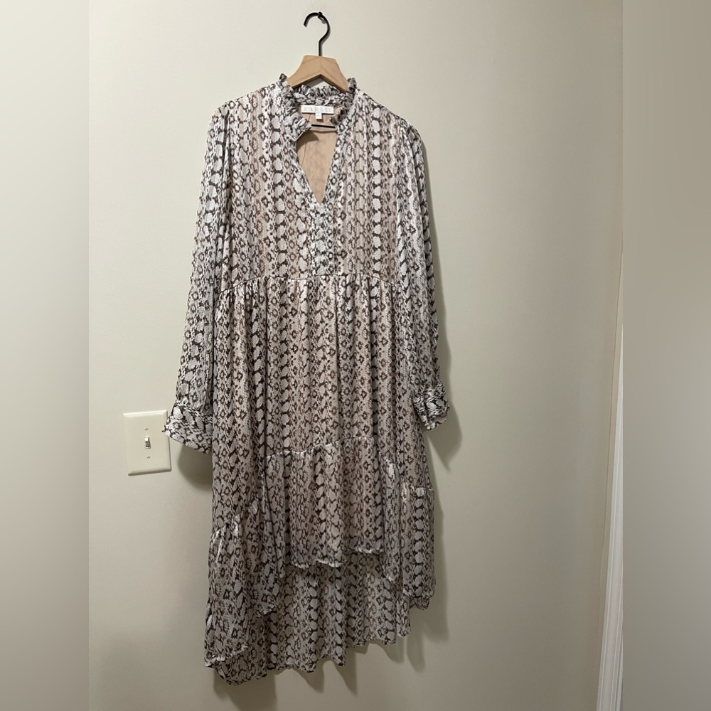 Karlie Leopard Print Metallic Relaxed Fit Midi Sh… - image 3